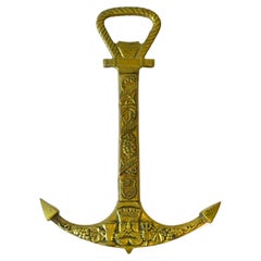 Retro Brass Anchor Wine and Bottle Opener