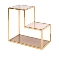 Brass and 3 Smoked Glass Top Etagere in the style of Romeo Rega, 1960s
