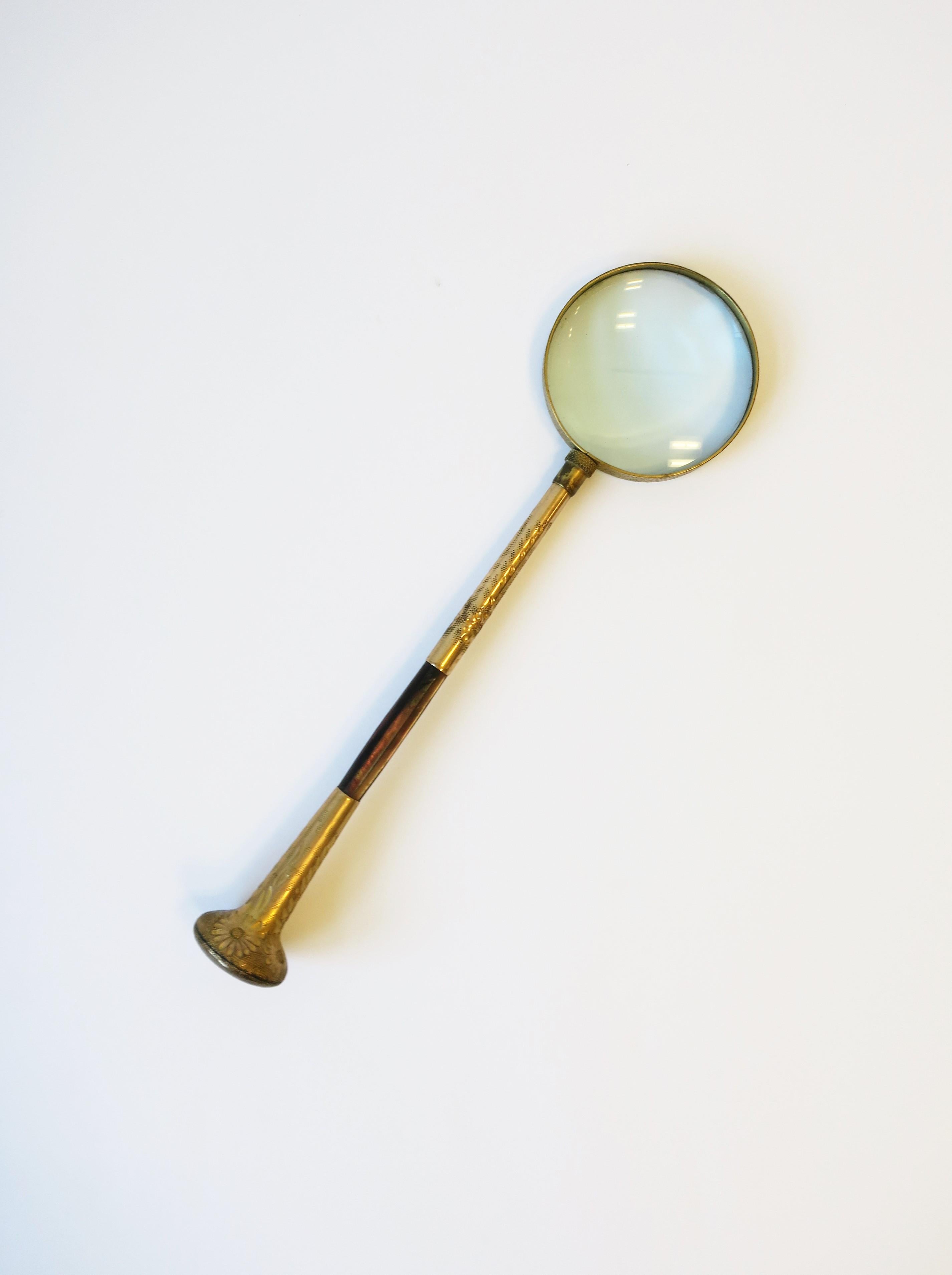 Embossed Brass and Abalone Seashell Magnifying Glass