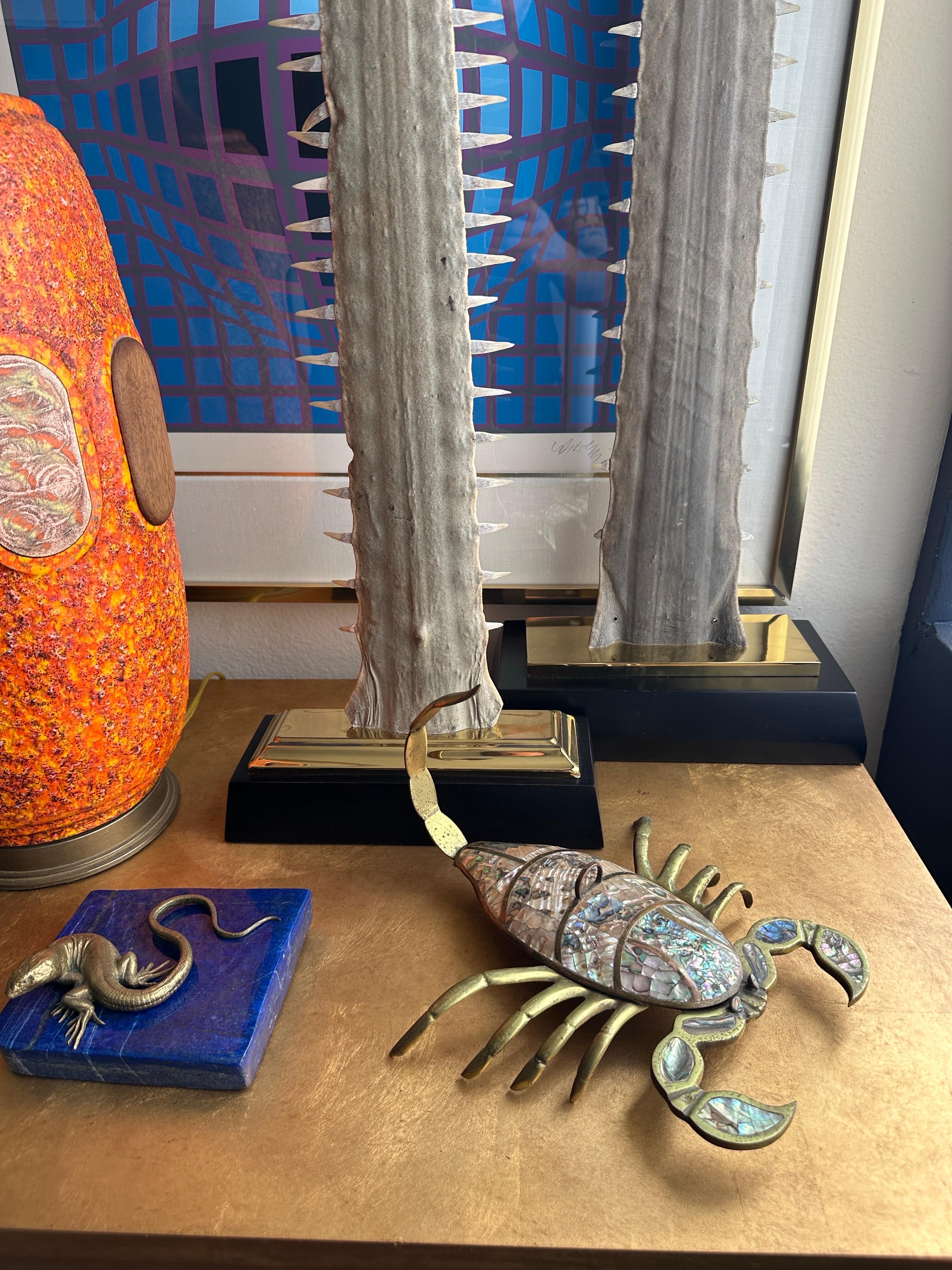 Brass and Abalone Shell Scorpion Sculpture Trinket Box For Sale 10