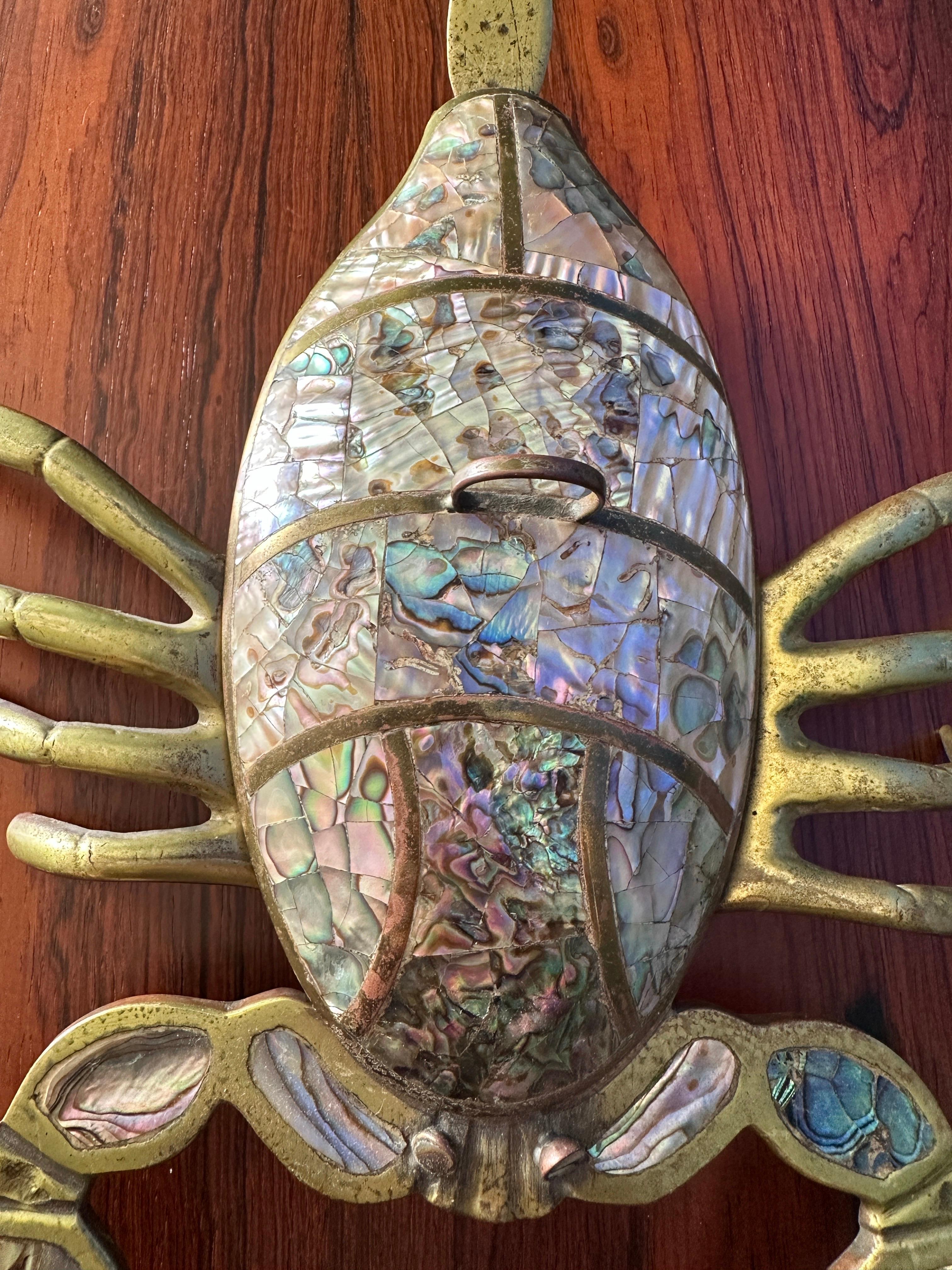Brass and Abalone Shell Scorpion Sculpture Trinket Box For Sale 2