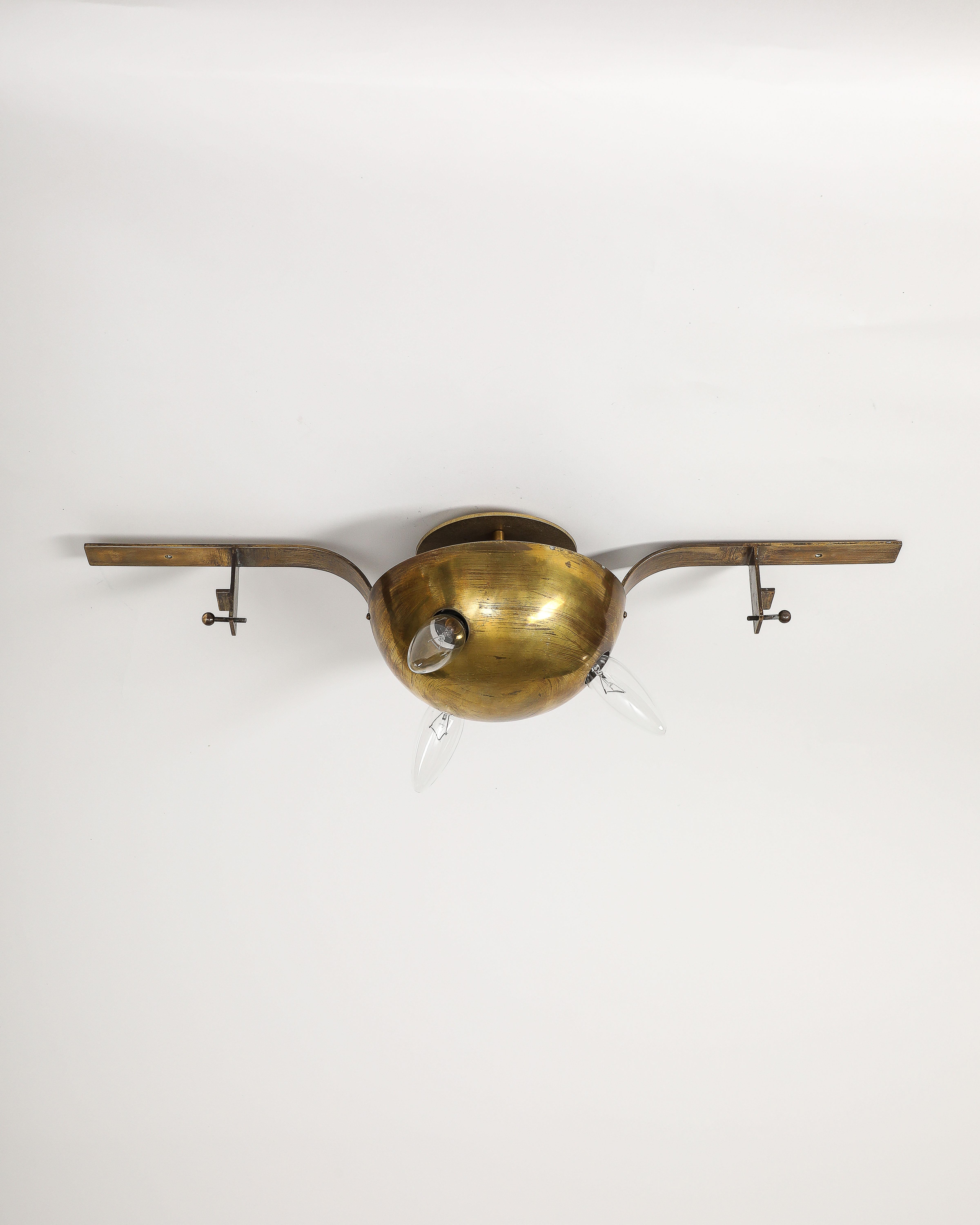 Brass and Acrylic Ceiling Light, Italy, c. 1960 6