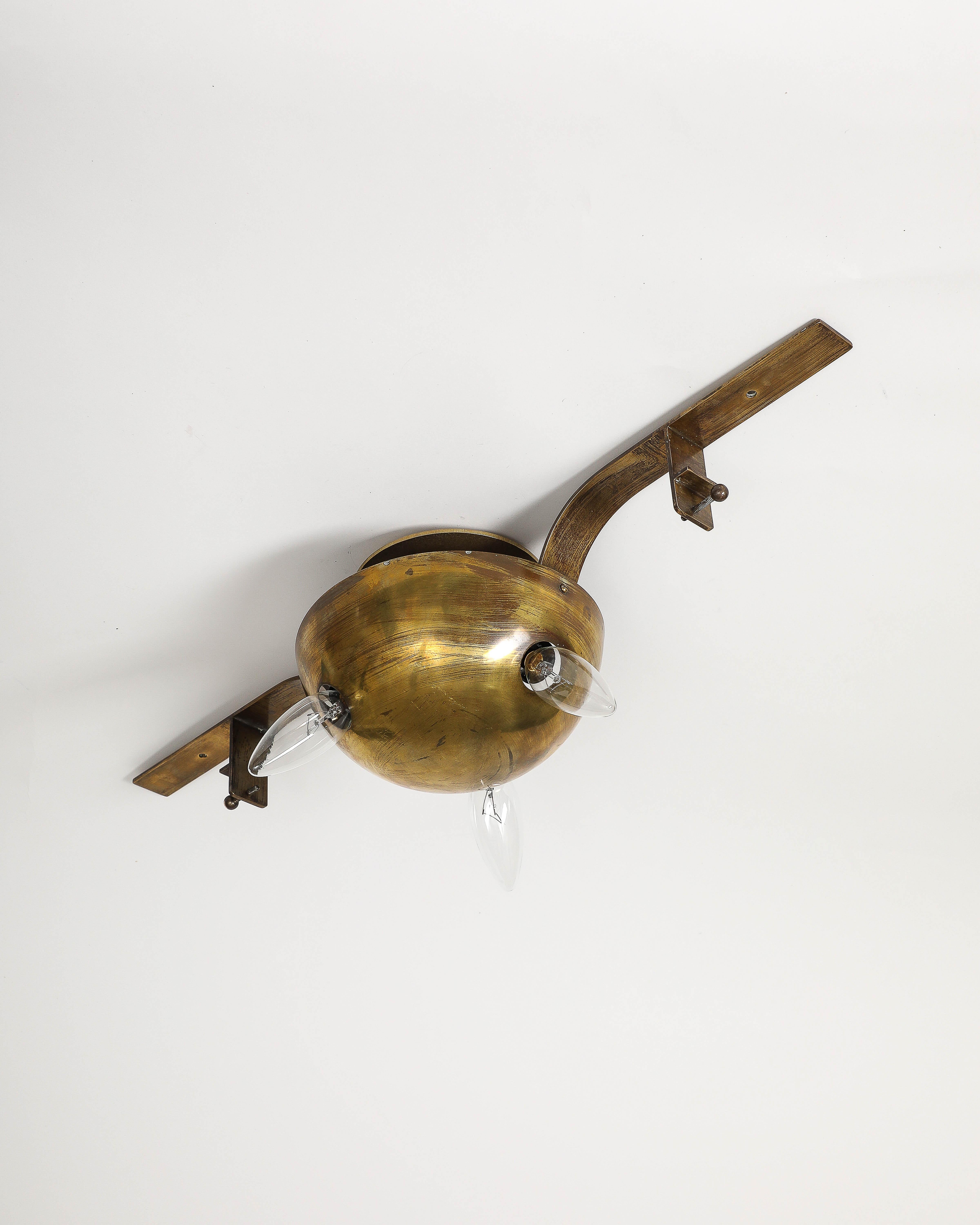 Brass and Acrylic Ceiling Light, Italy, c. 1960 9