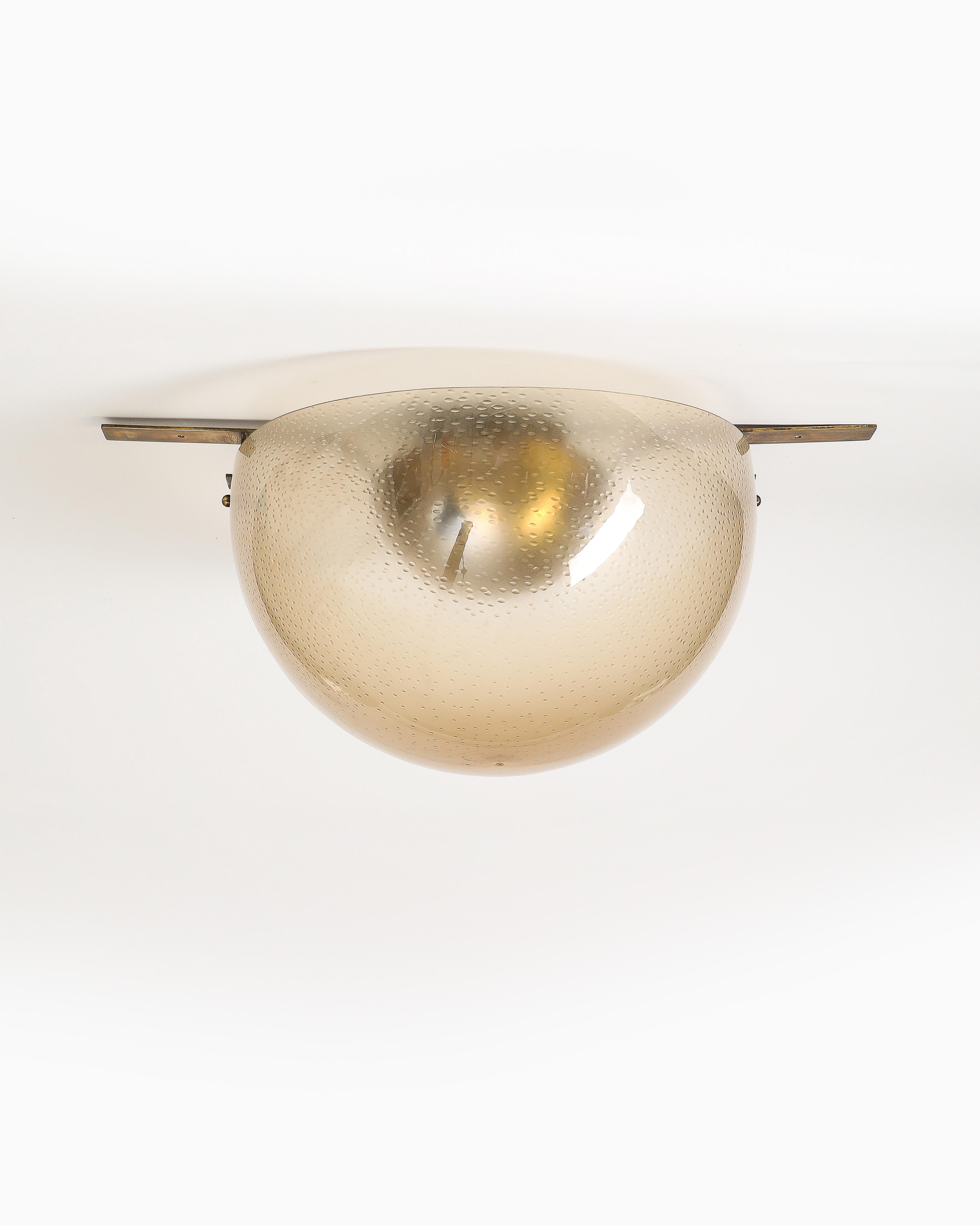 Italian Brass and Acrylic Ceiling Light, Italy, c. 1960