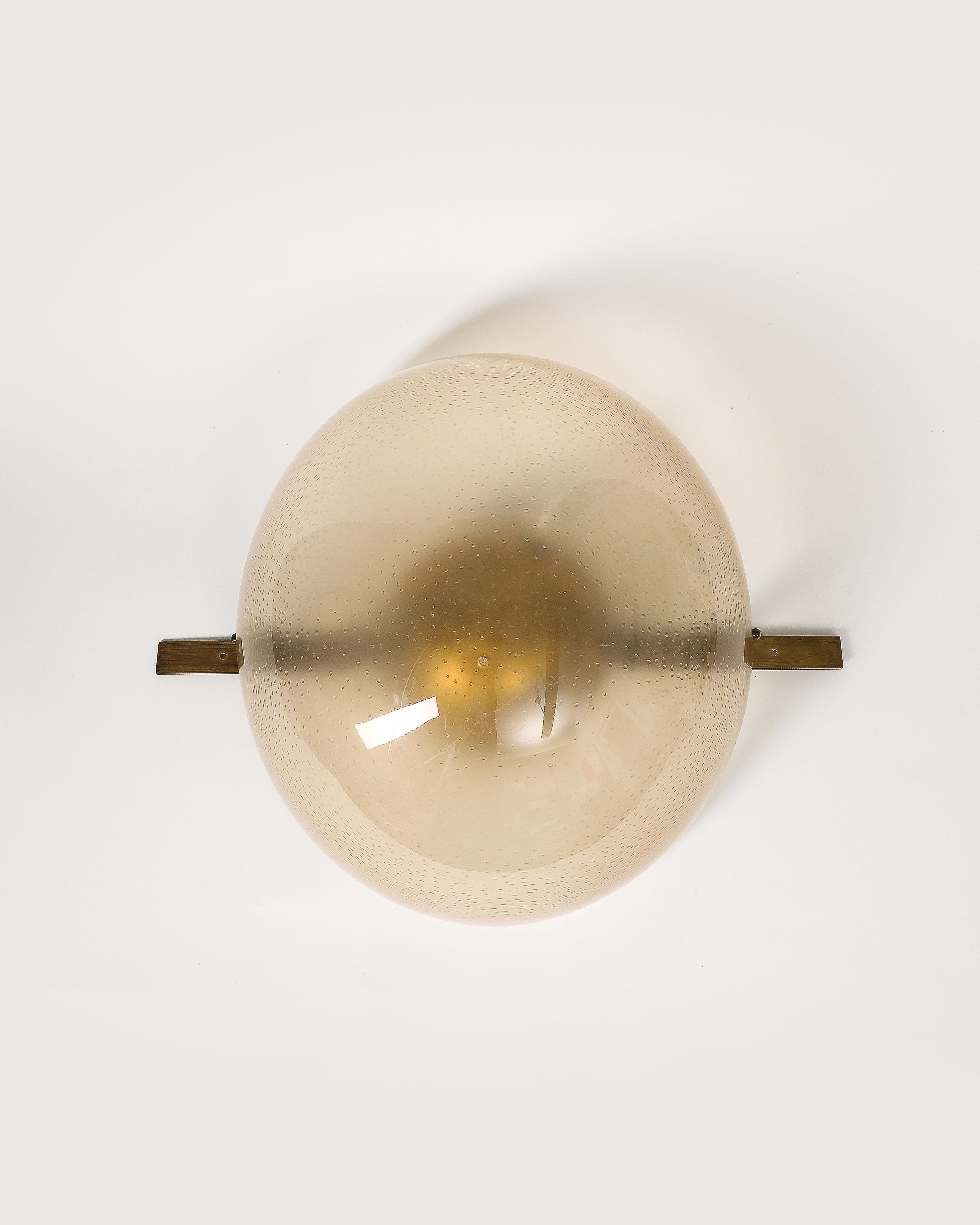 Mid-20th Century Brass and Acrylic Ceiling Light, Italy, c. 1960