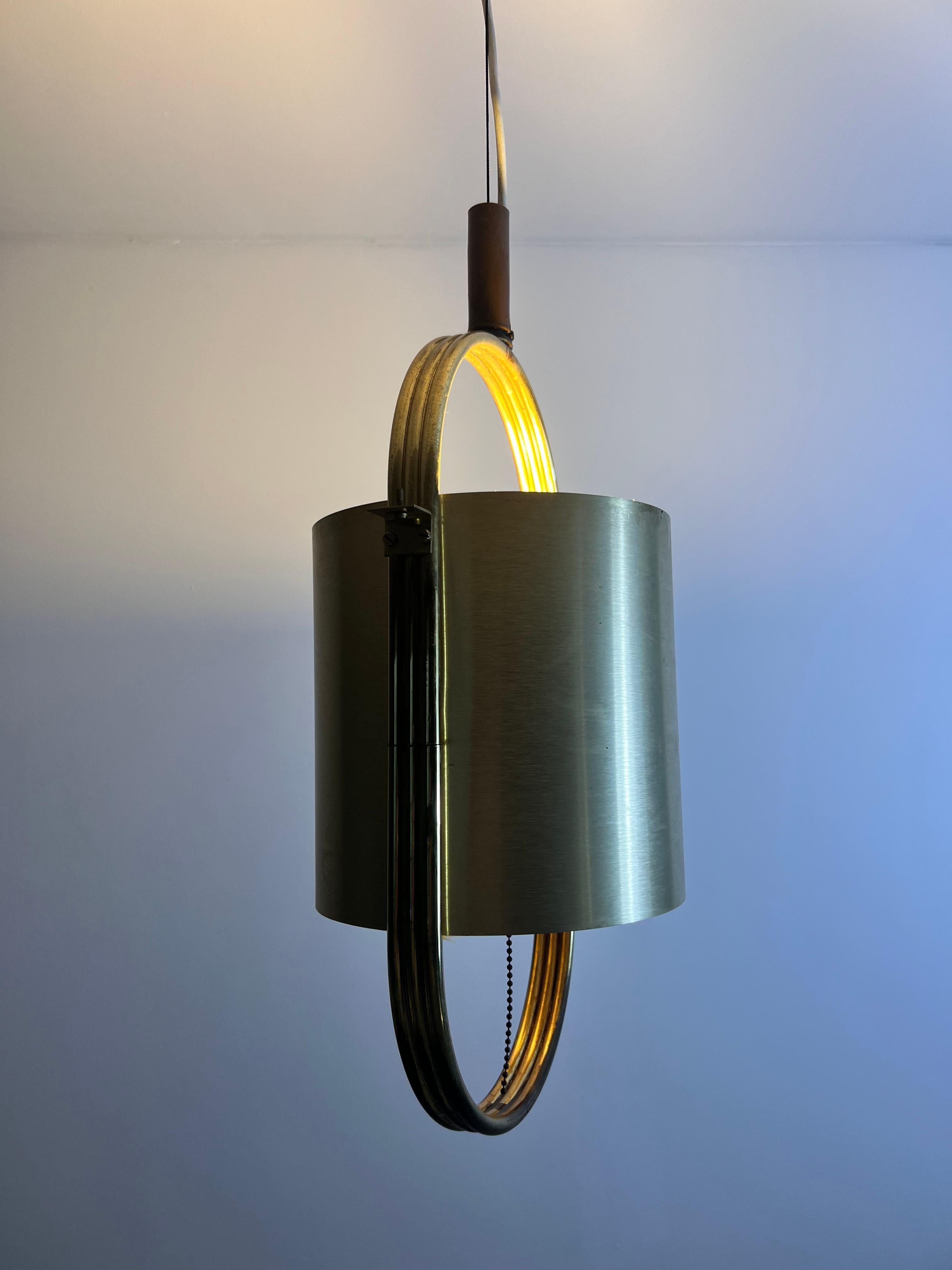 Brass and Acrylic Glass Pendant Lamp by Temde, 1970s For Sale 6