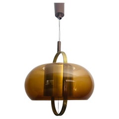 Lampe suspendue en laiton et verre acrylique de Temde, 1970