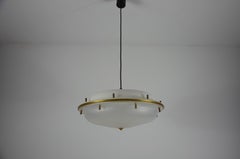 Brass and Acrylic Glass Pendant Lamp by Tito Agnoli for O-Luce, Italy, 1960s