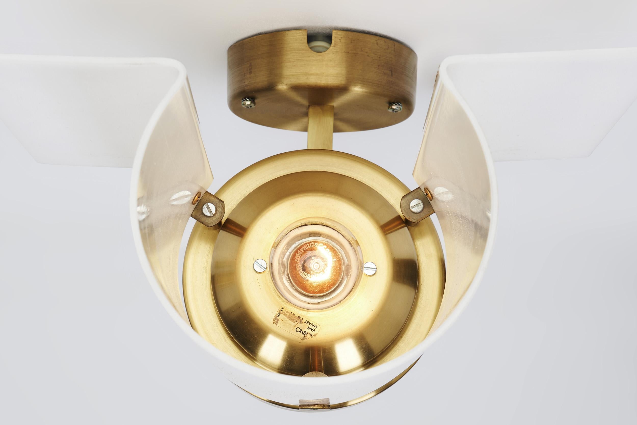Brass and Acrylic Glass Wall Lamps by Stockmann Orno, Finland 1960s For Sale 4