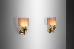 Lámparas de pared de latón y cristal acrílico de Orno Stockmann, Finlandia Años 60