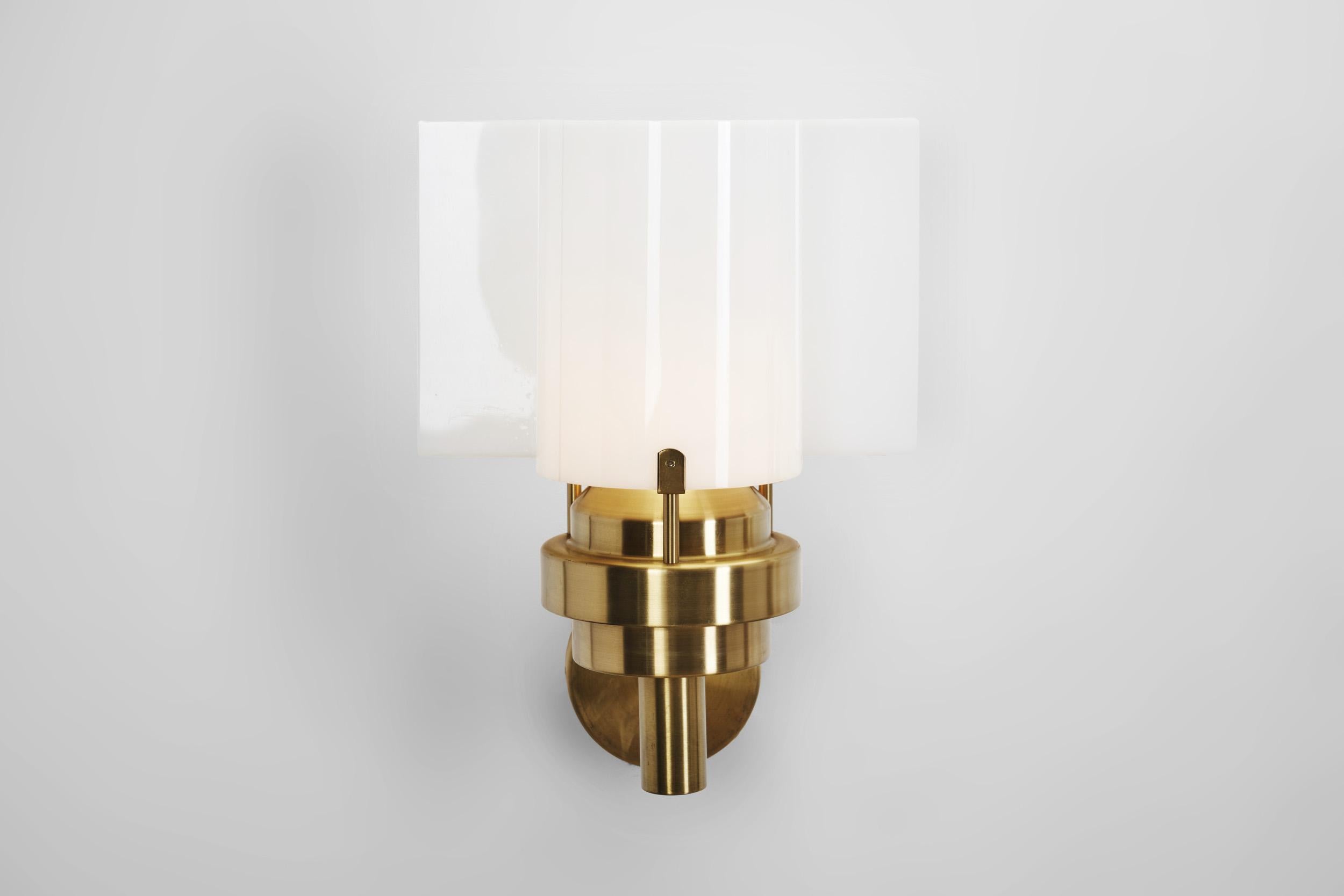 Brass and Acrylic Glass Wall Lamps by Stockmann Orno, Finland 1960s For Sale 2
