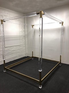 Brass and Acrylic King Size Canopy Bed by Charles Hollis Jones