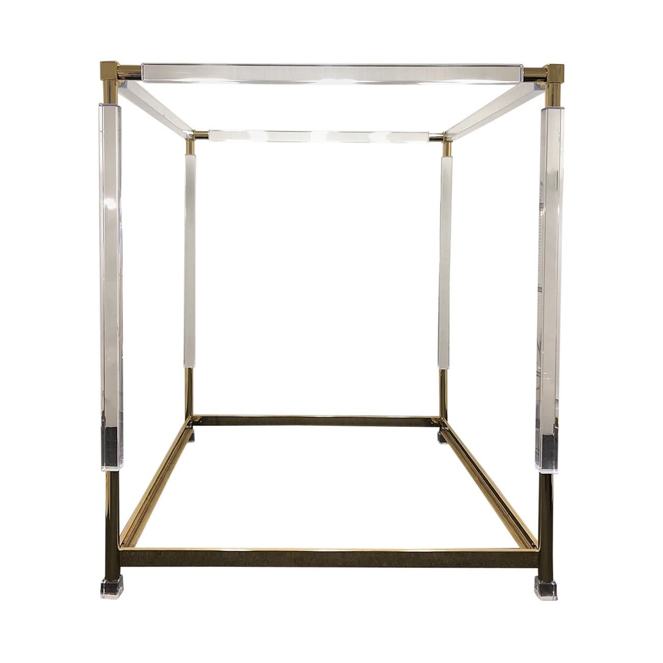 Brass and Acrylic King Size Canopy Bed by Charles Hollis Jones