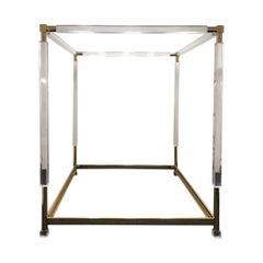 Used Brass and Acrylic King Size Canopy Bed by Charles Hollis Jones
