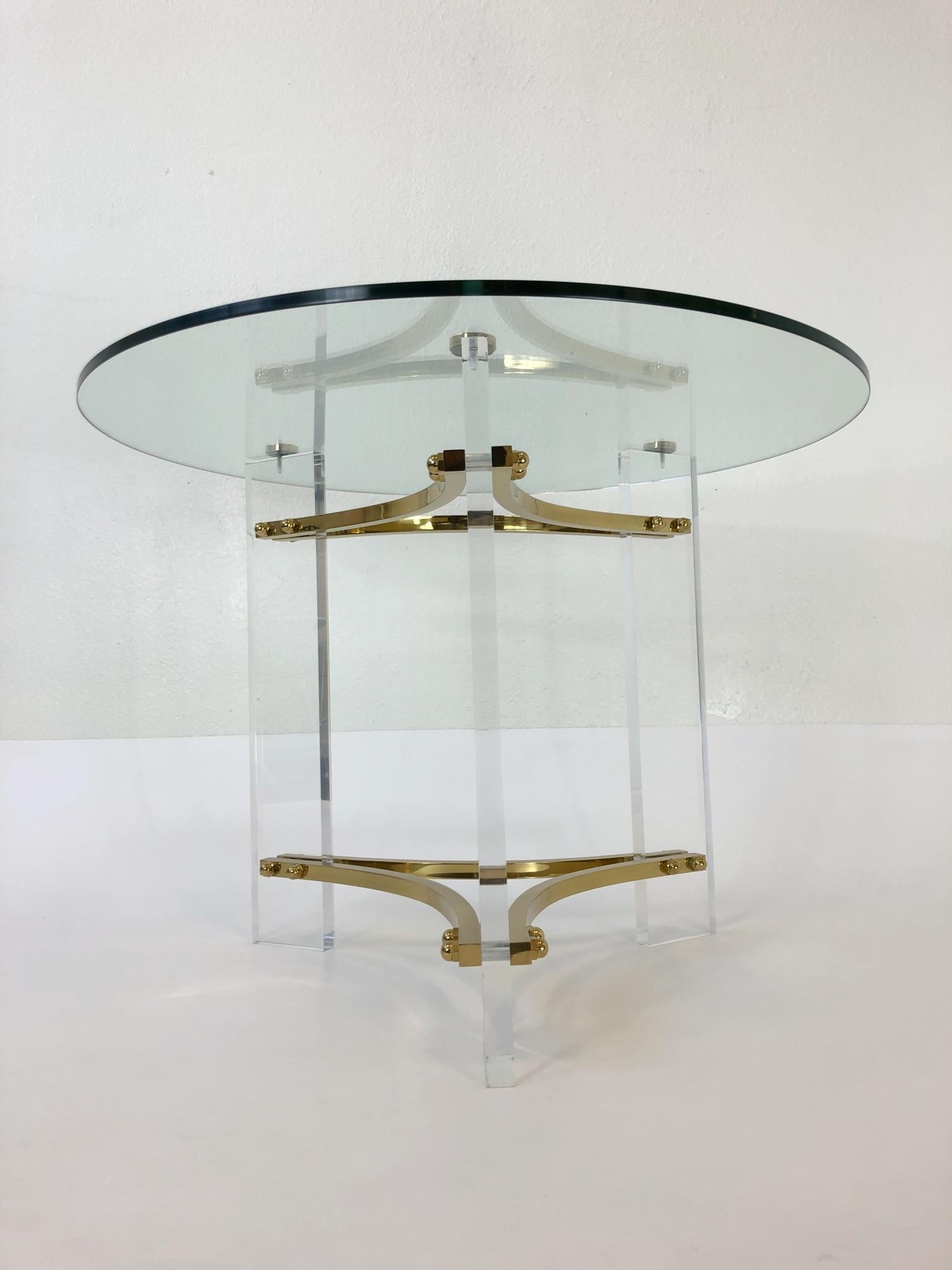 Modern Brass and Acrylic Side Table by Charles Hollis Jones 