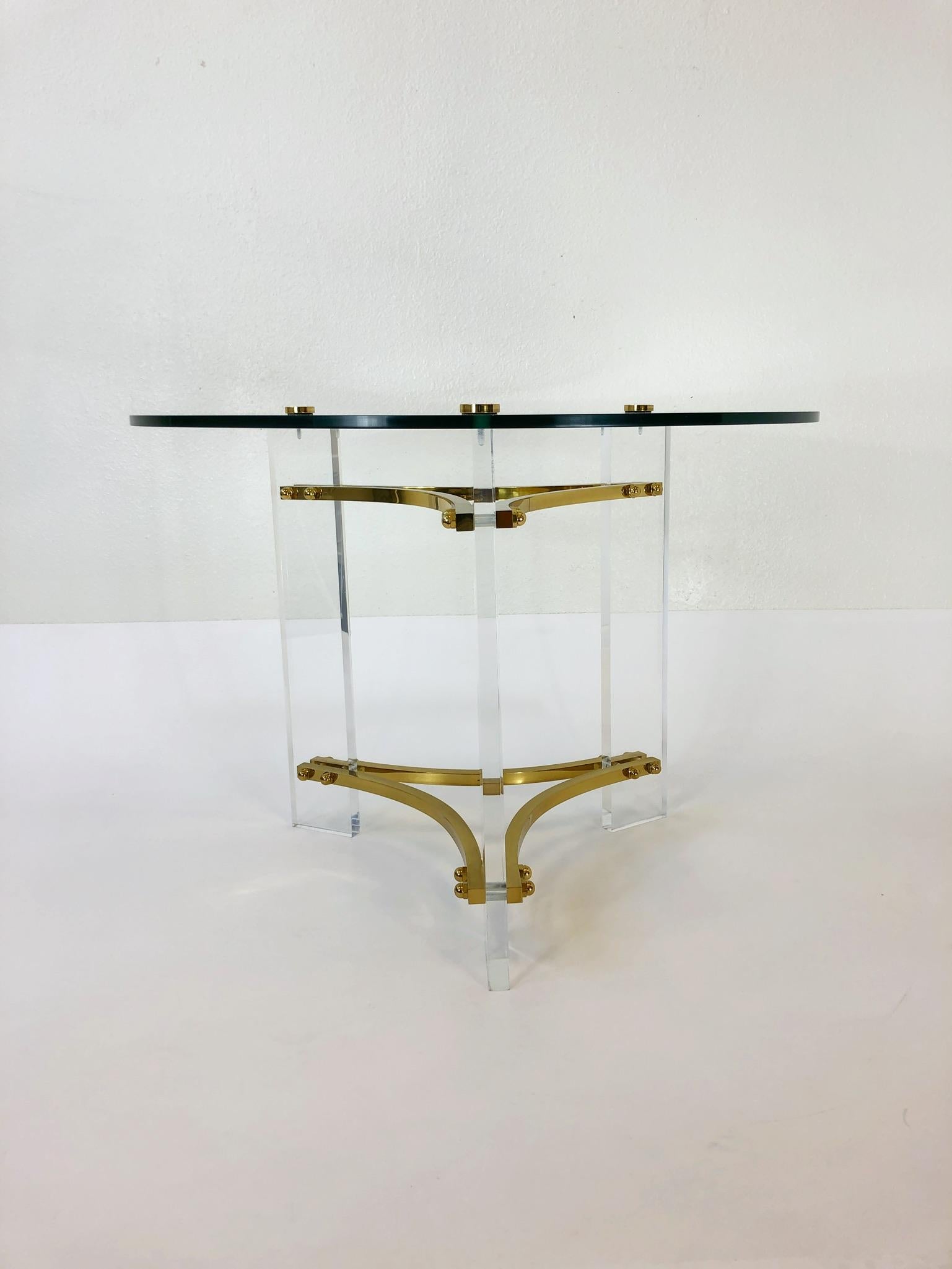 American Brass and Acrylic Side Table by Charles Hollis Jones 