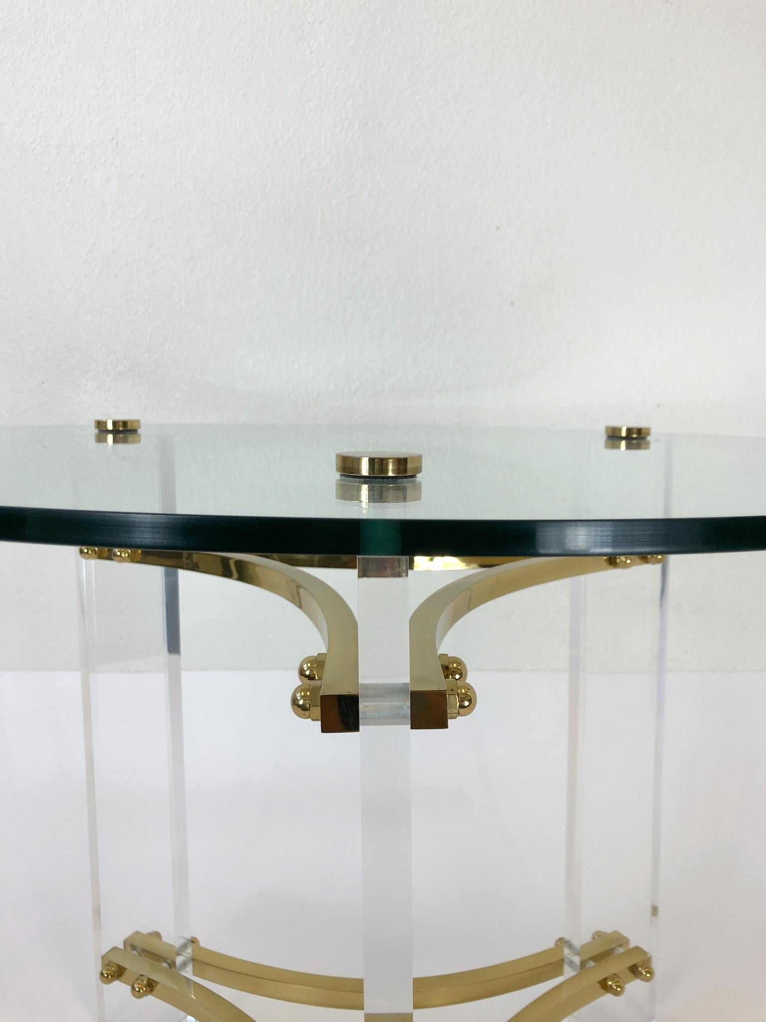 Polished Brass and Acrylic Side Table by Charles Hollis Jones 