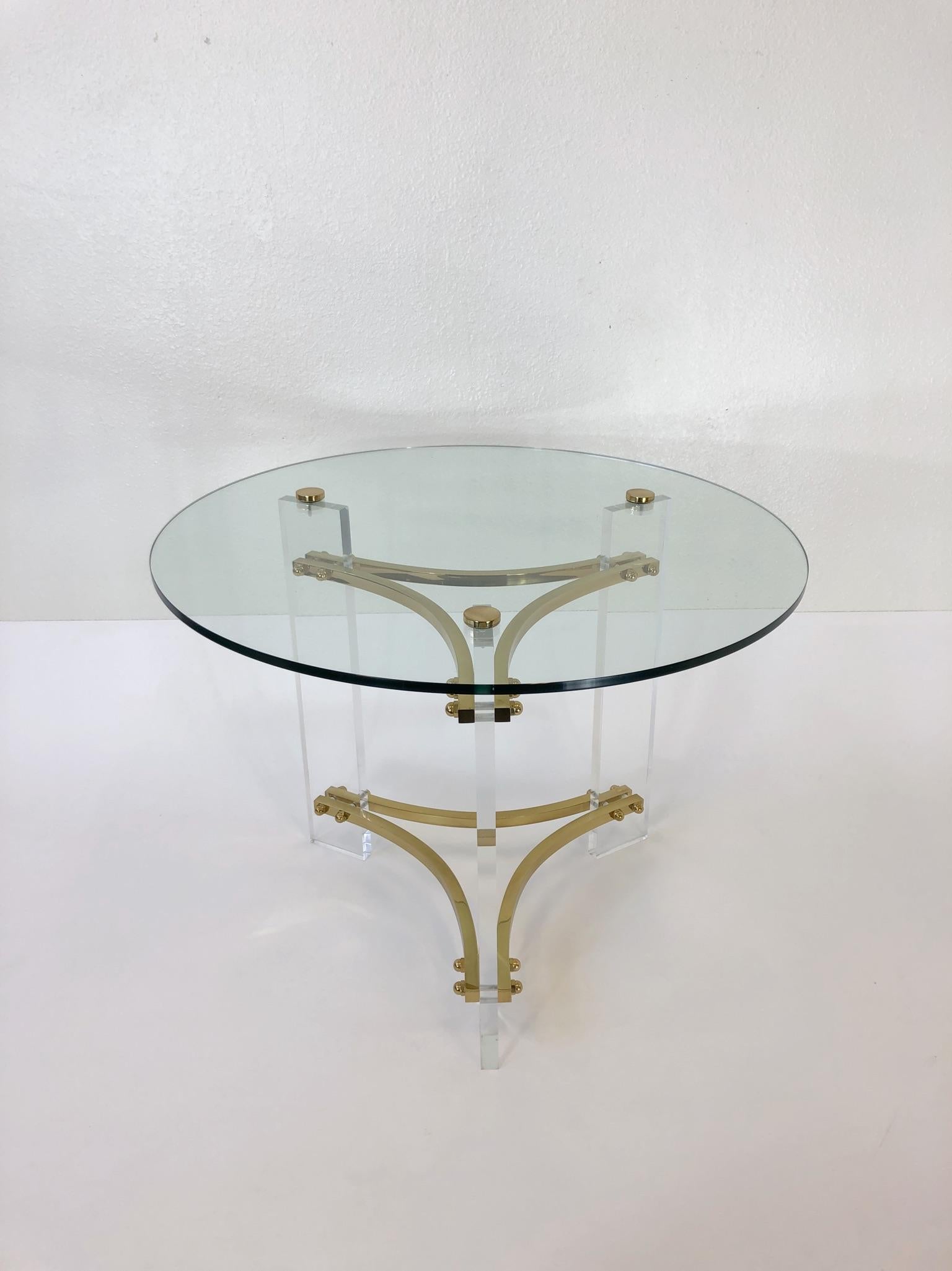 Late 20th Century Brass and Acrylic Side Table by Charles Hollis Jones 