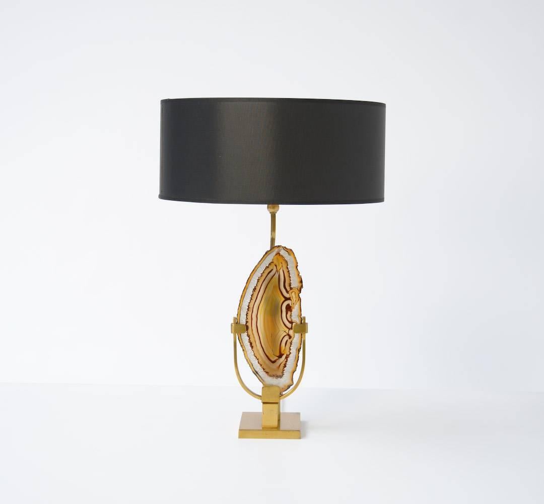 Brass and Agate Table Lamp by Willy Daro 4