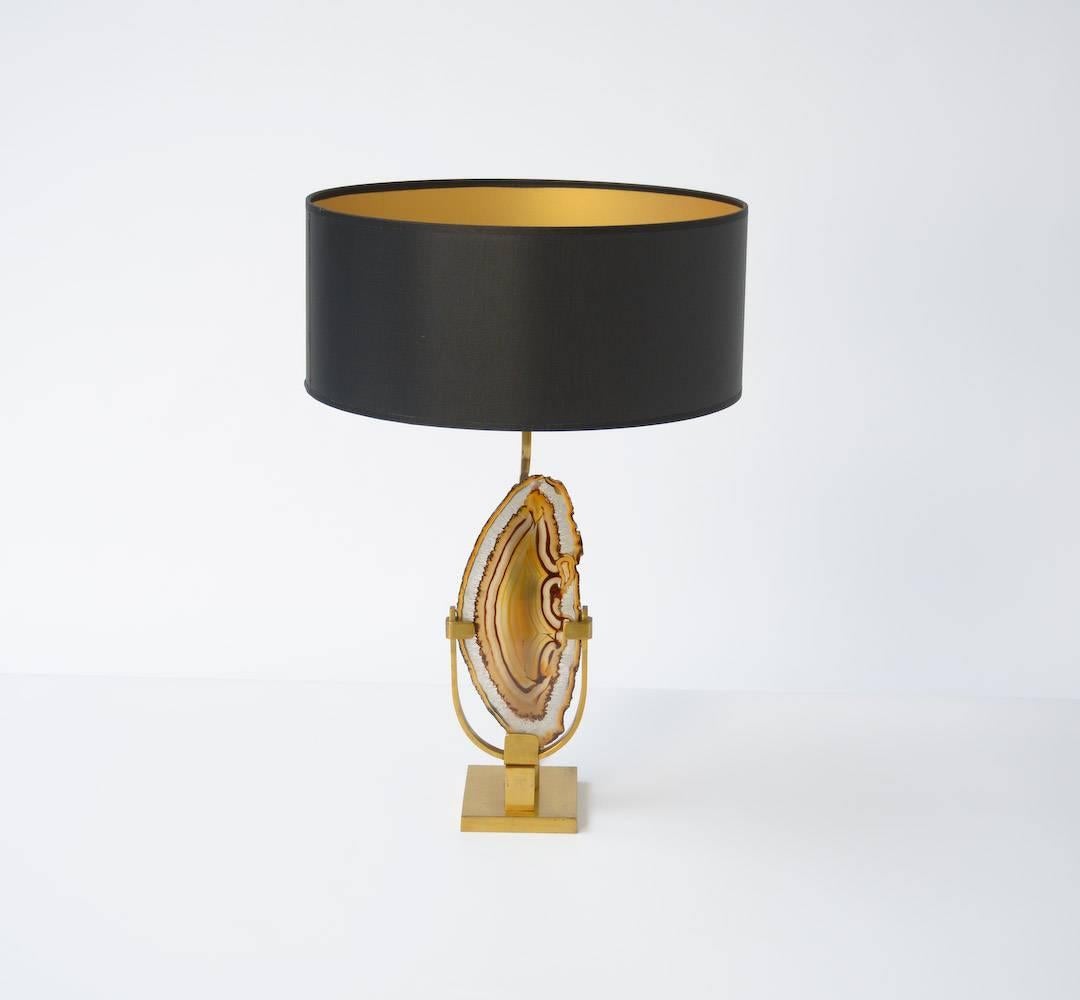 Brass and Agate Table Lamp by Willy Daro 5