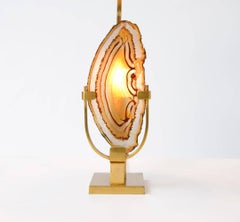 Brass and Agate Table Lamp by Willy Daro
