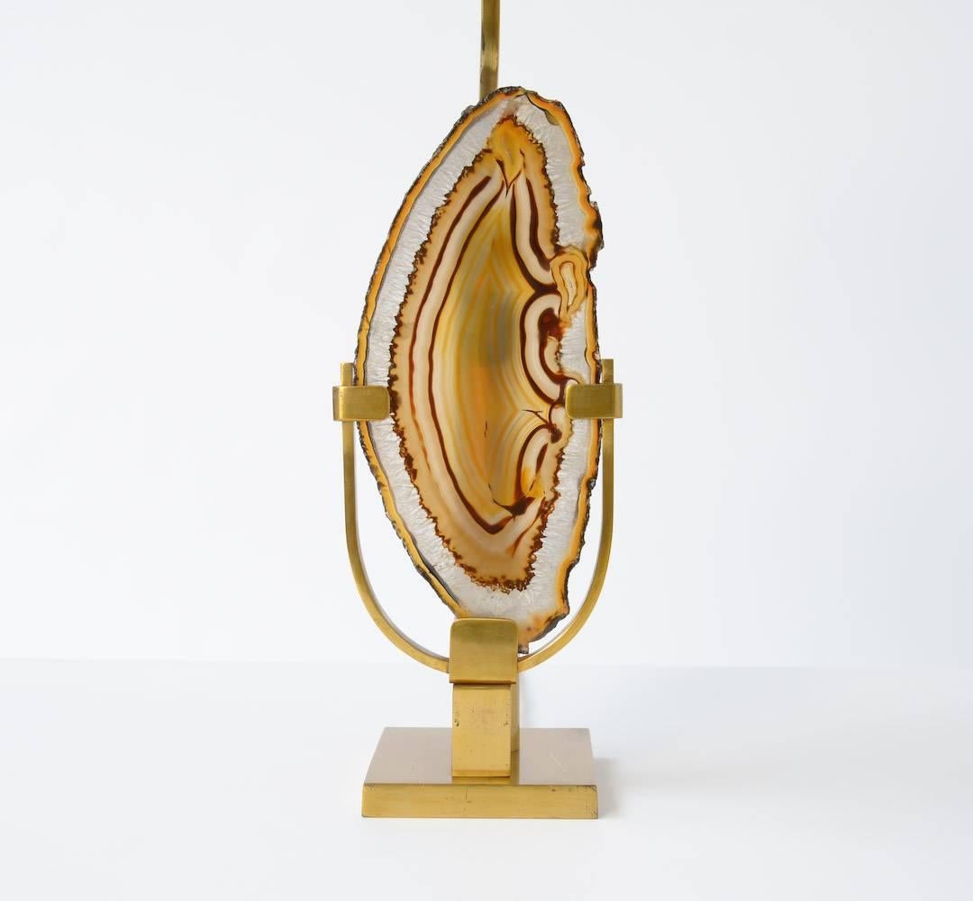 Modern Brass and Agate Table Lamp by Willy Daro