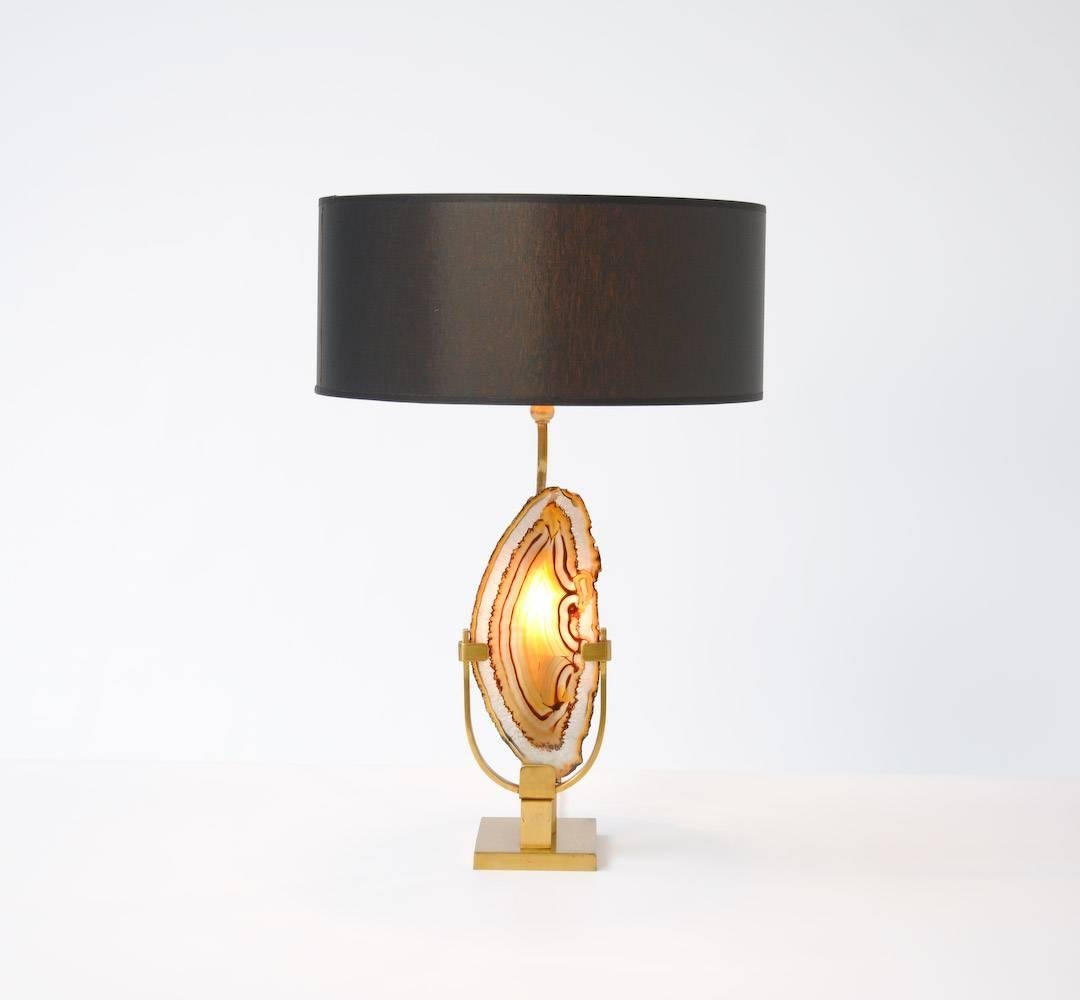 Brass and Agate Table Lamp by Willy Daro 3