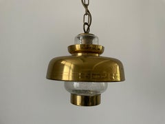 Brass and Air Bubble Glass Ceiling Lamp, 1960s, Germany