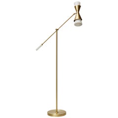 Brass and Alabaster Cone Floor Lamp by Glustin Luminaires