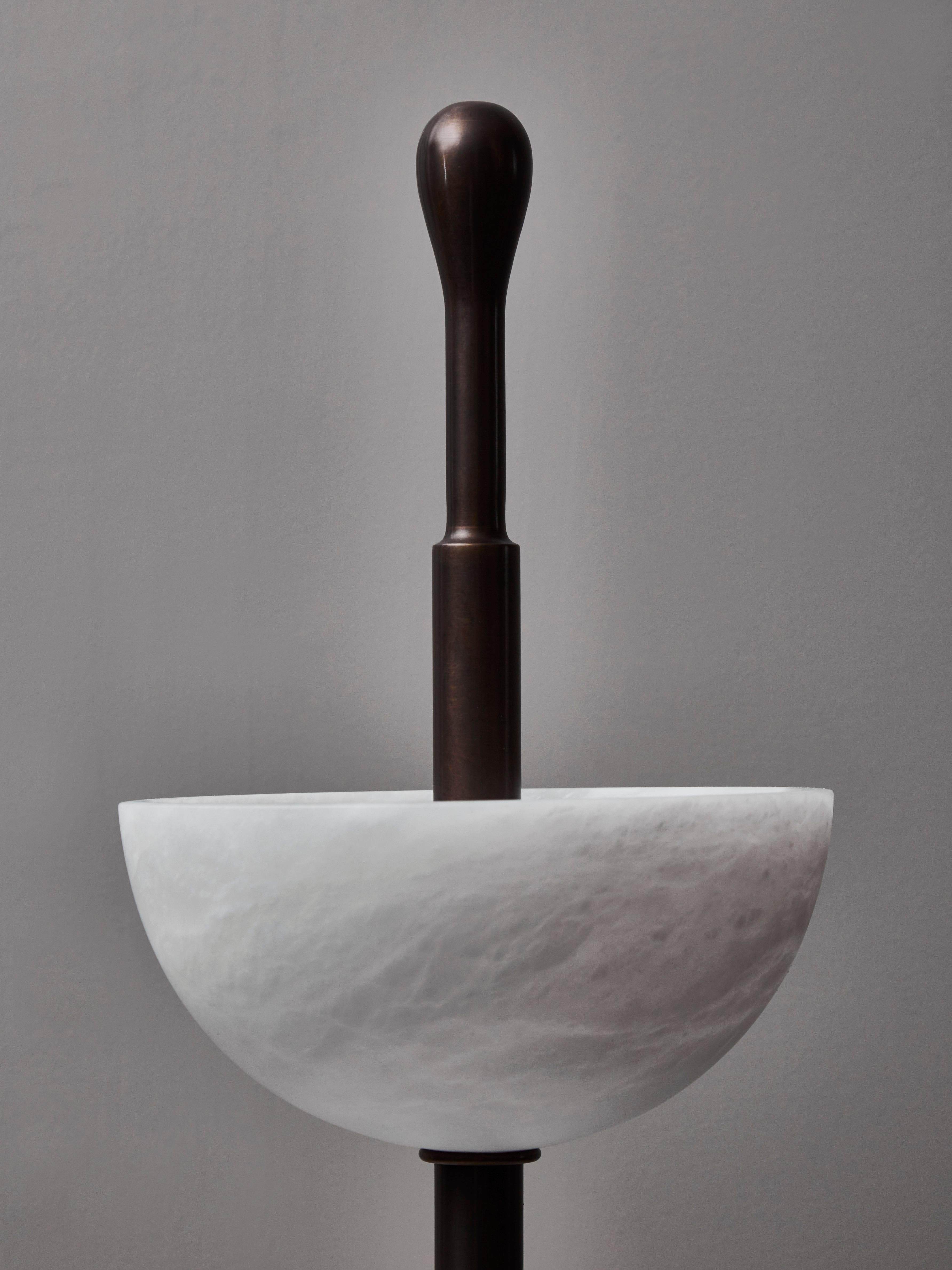 Modern Brass and Alabaster Cups Floor Lamp by Glustin Luminaires For Sale