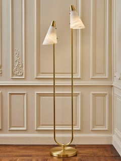 Brass and Alabaster Floor Lamp by Studio Glustin