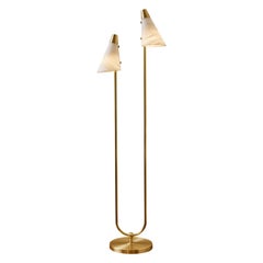 Lampada da terra in ottone e alabastro di Studio A Glustin