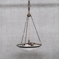 Brass and Alabaster French Antique Plafonnier