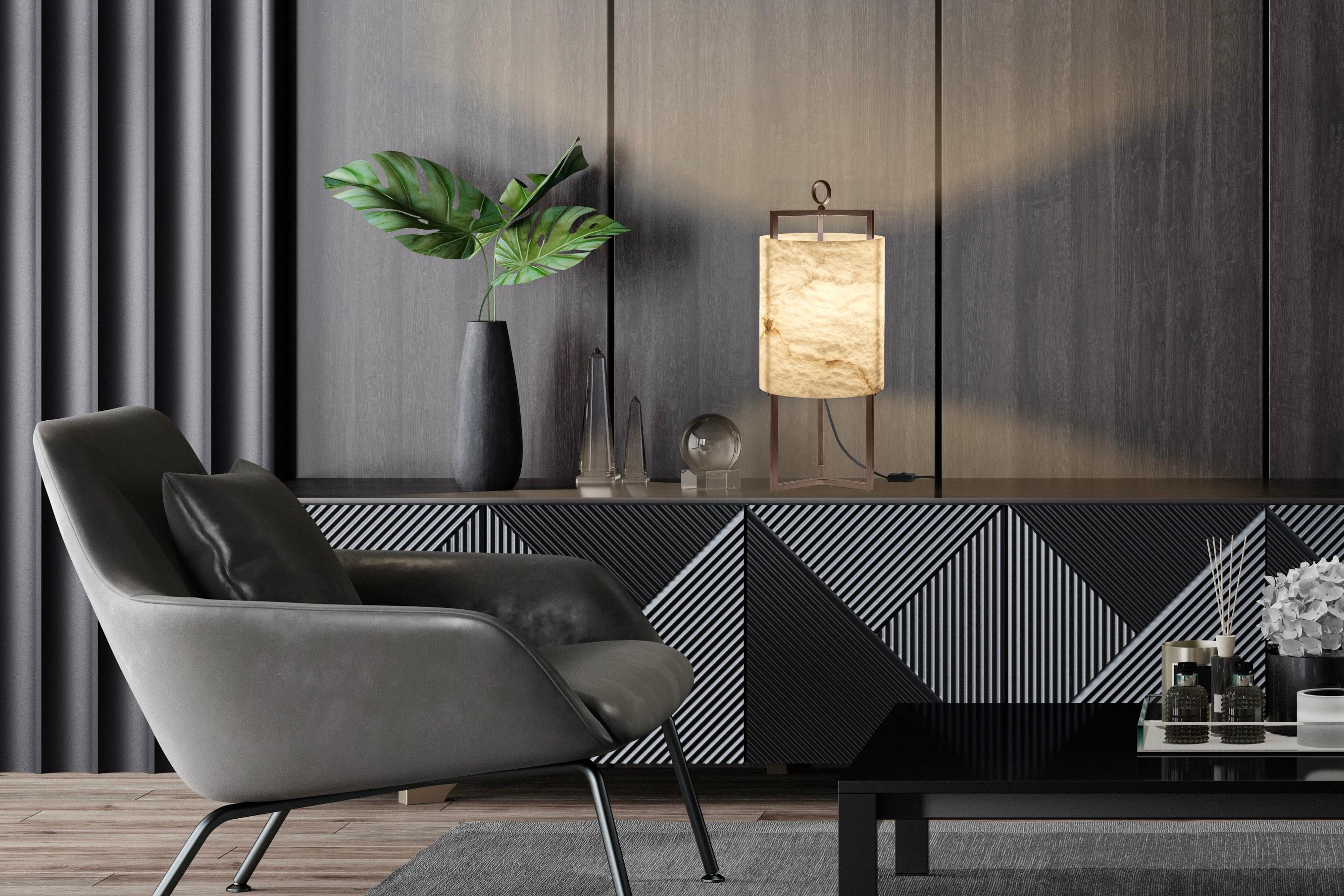 Lampe de table en laiton et albâtre par MATLIGHT Milano Neuf - En vente à Geneve, CH