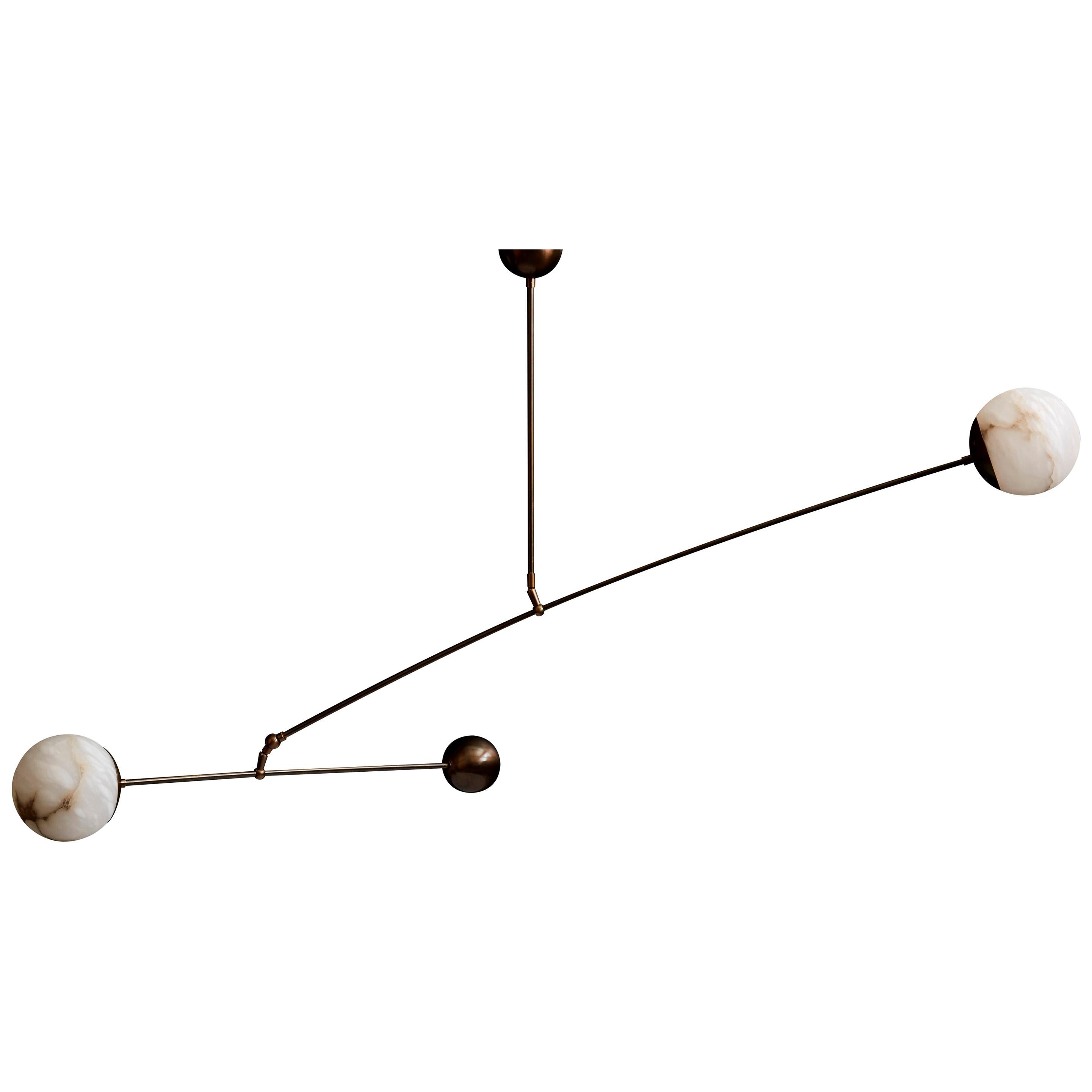 Brass and Alabaster Mobile Chandelier by Glustin Luminaires For Sale