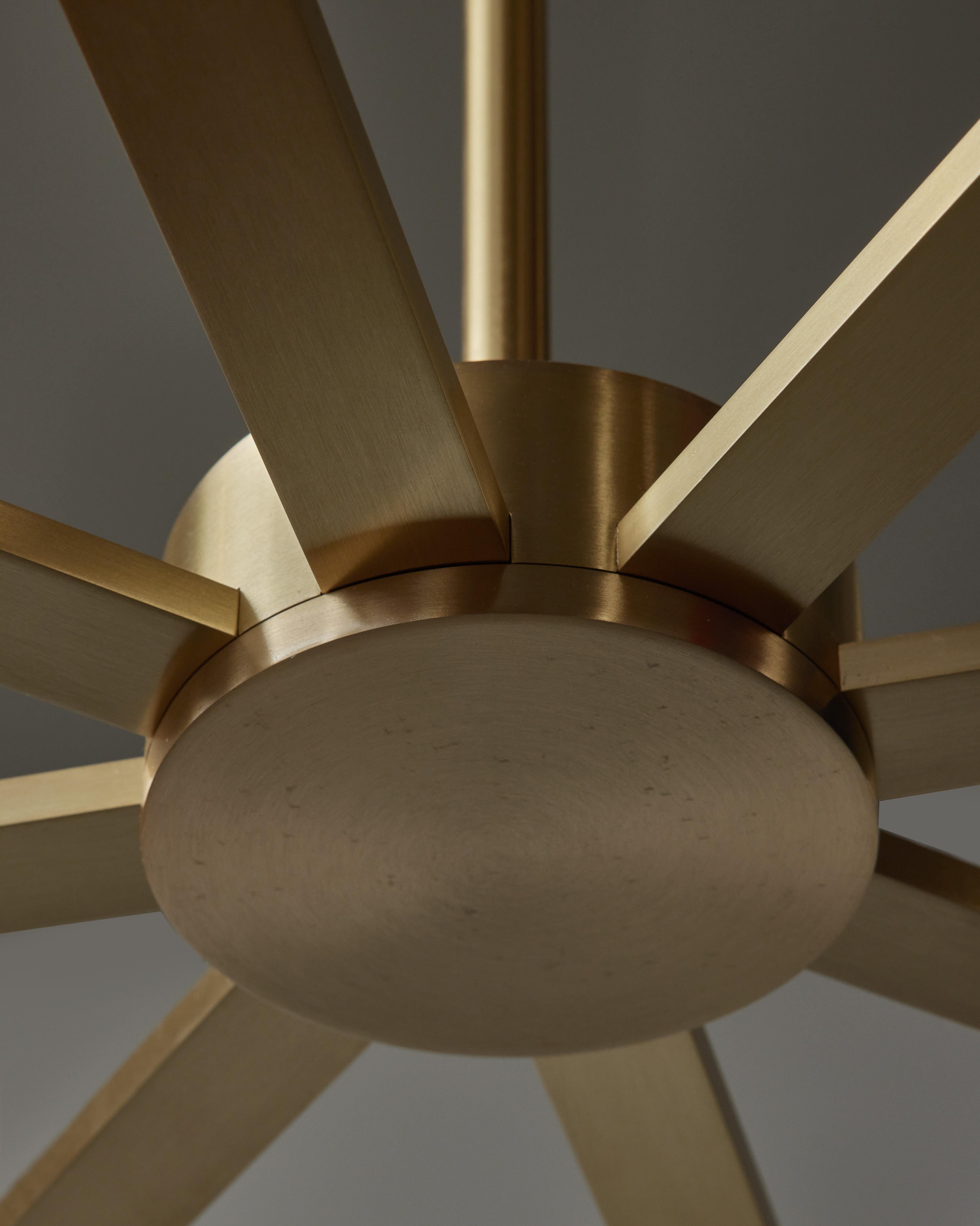 Contemporary Brass and Alabaster Shield Chandelier by Glustin Luminaires For Sale