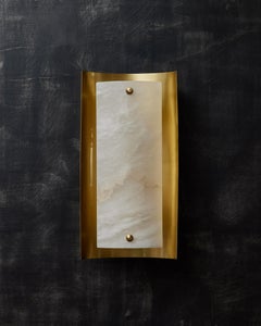 Brass and Alabaster Shield Wall Sconce by Glustin Luminaires