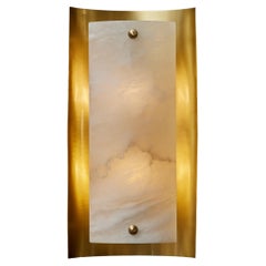 Brass and Alabaster Shield Wall Sconce by Glustin Luminaires