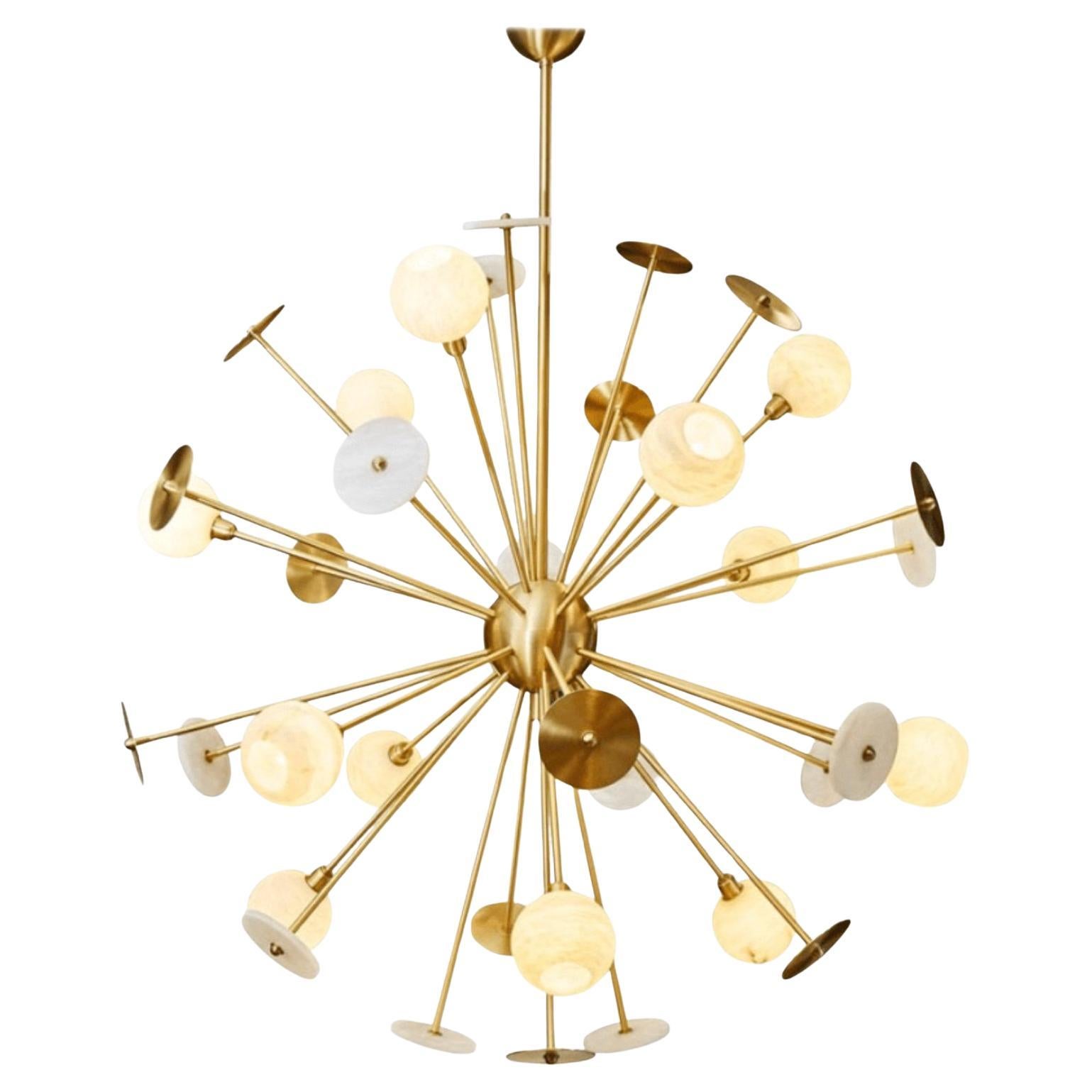 Lustre Spoutnik en laiton et albâtre de MATLIGHT Milano en vente