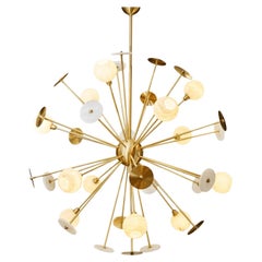 Brass and Alabaster Sputnik Chandelier by MATLIGHT Milano