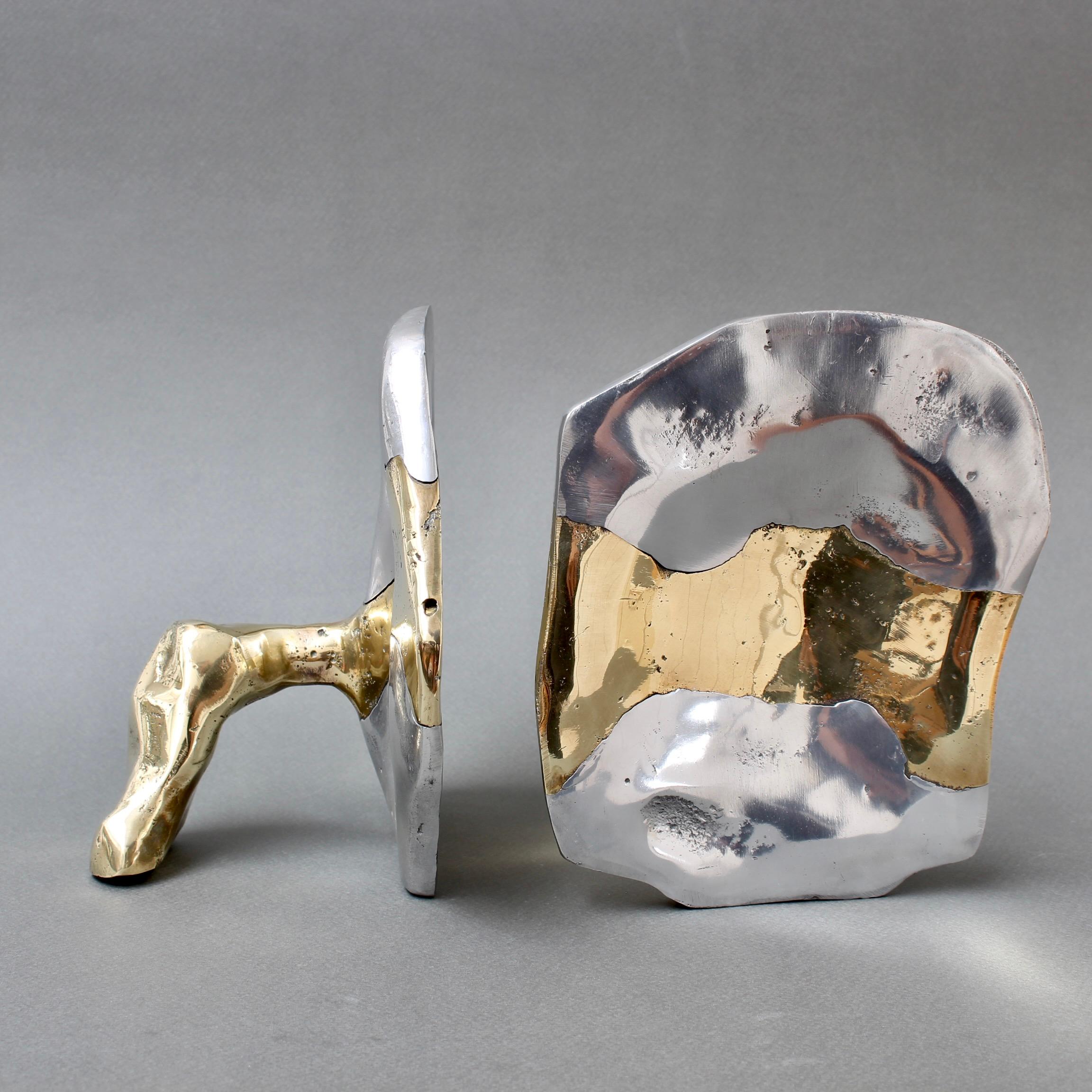 Brass and Aluminium Bookends by David Marshall 'circa 1980s' 3