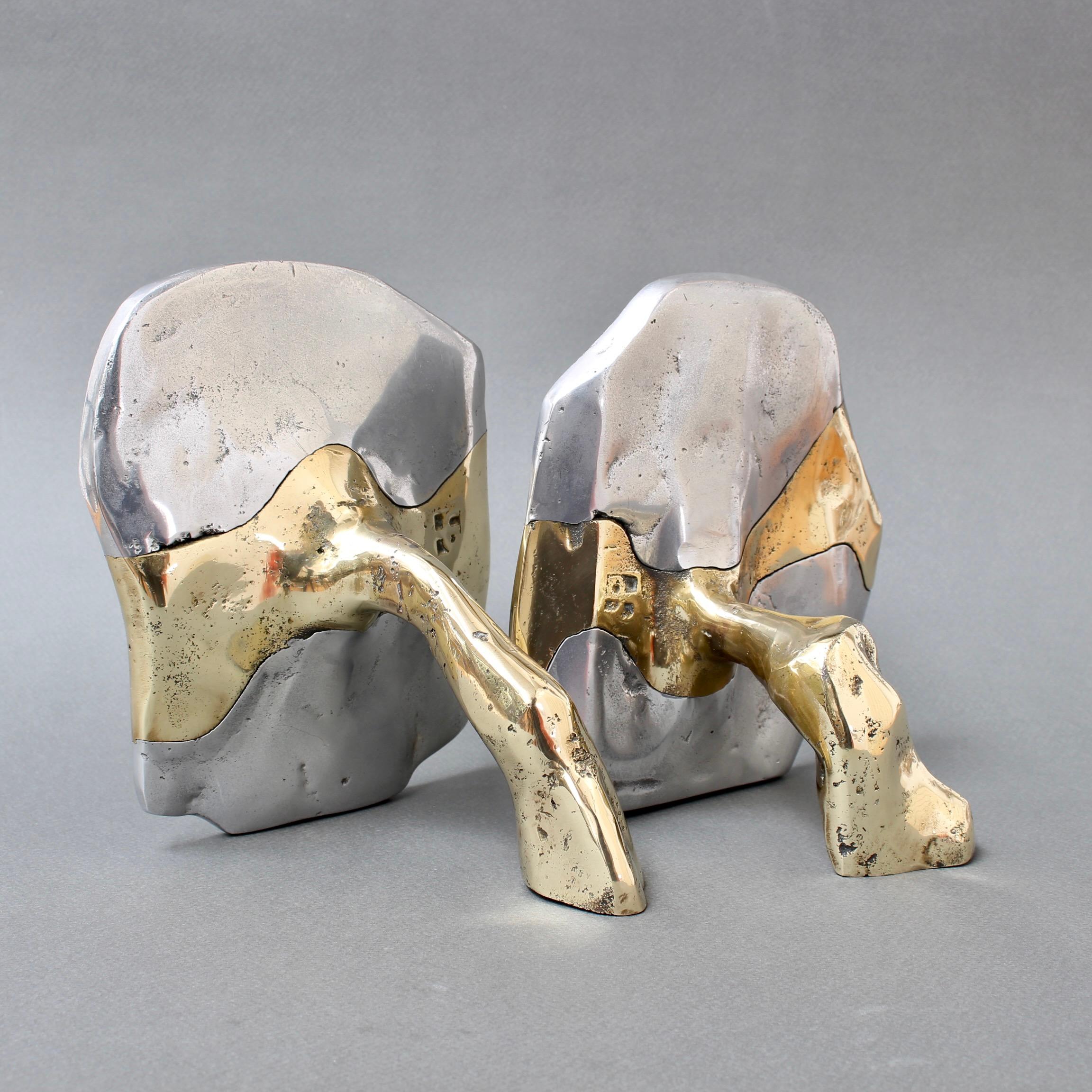 Spanish Brass and Aluminium Bookends by David Marshall 'circa 1980s'