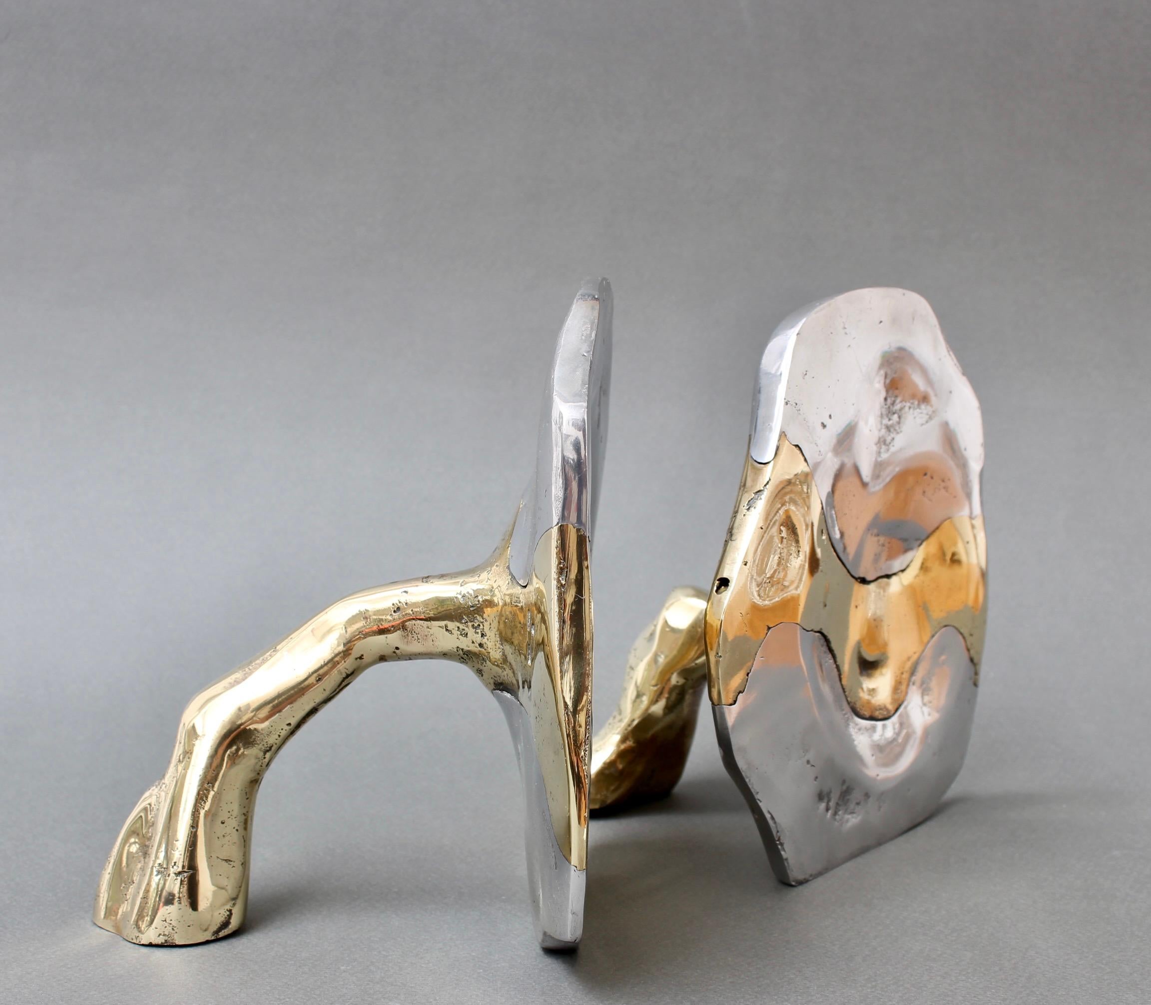 Aluminum Brass and Aluminium Bookends by David Marshall 'circa 1980s'