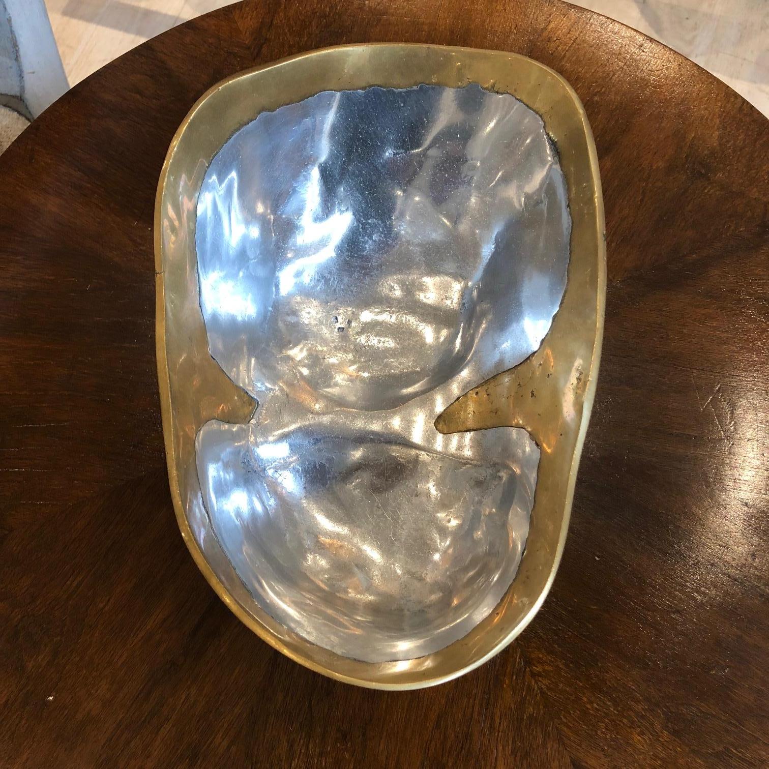 Spanish Brass and Aluminium Brutalist Style Metal Bowl by David Marshall, circa 1970s