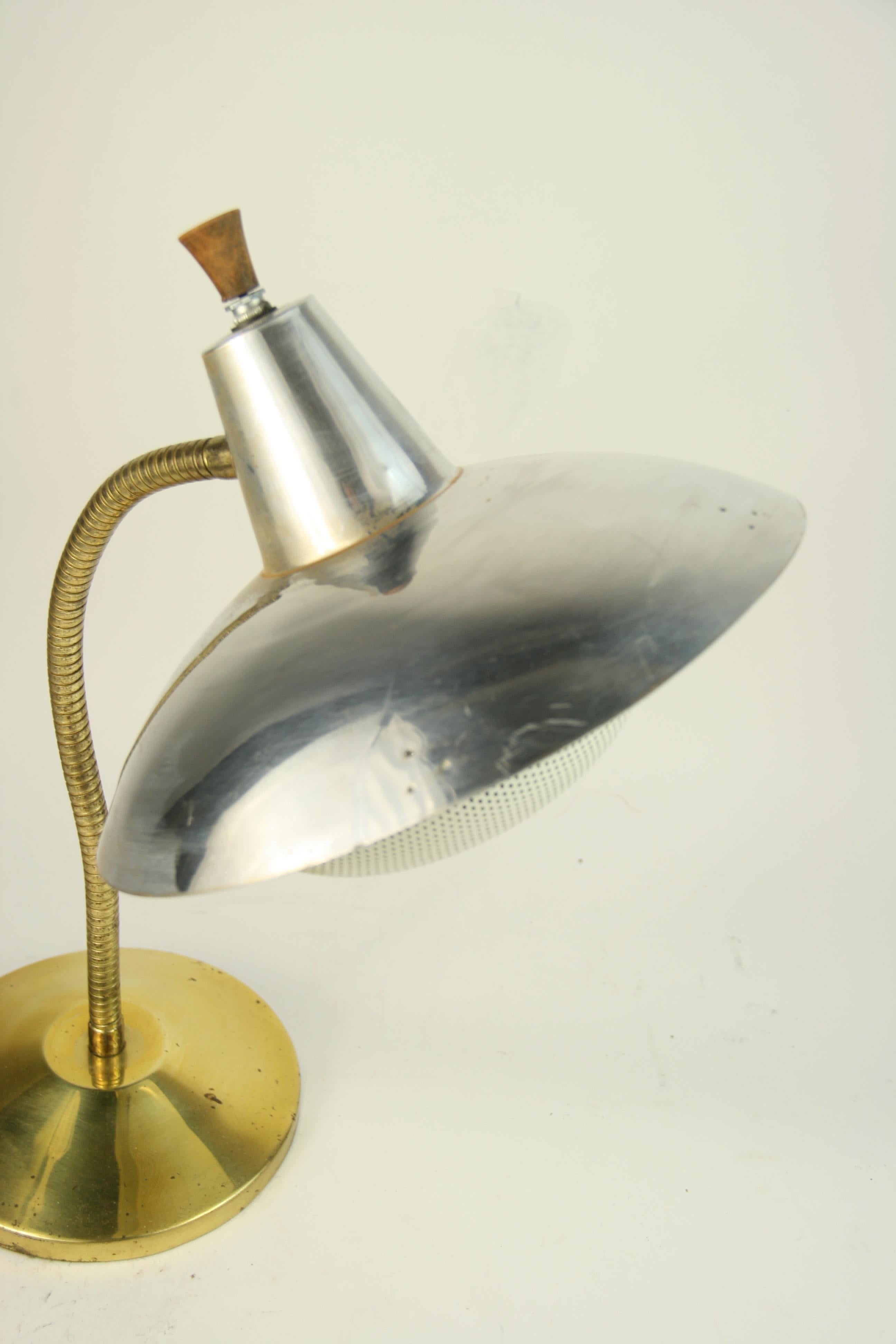 Late 20th Century Mid Century Brass and Aluminum Table/ Desk Lamp