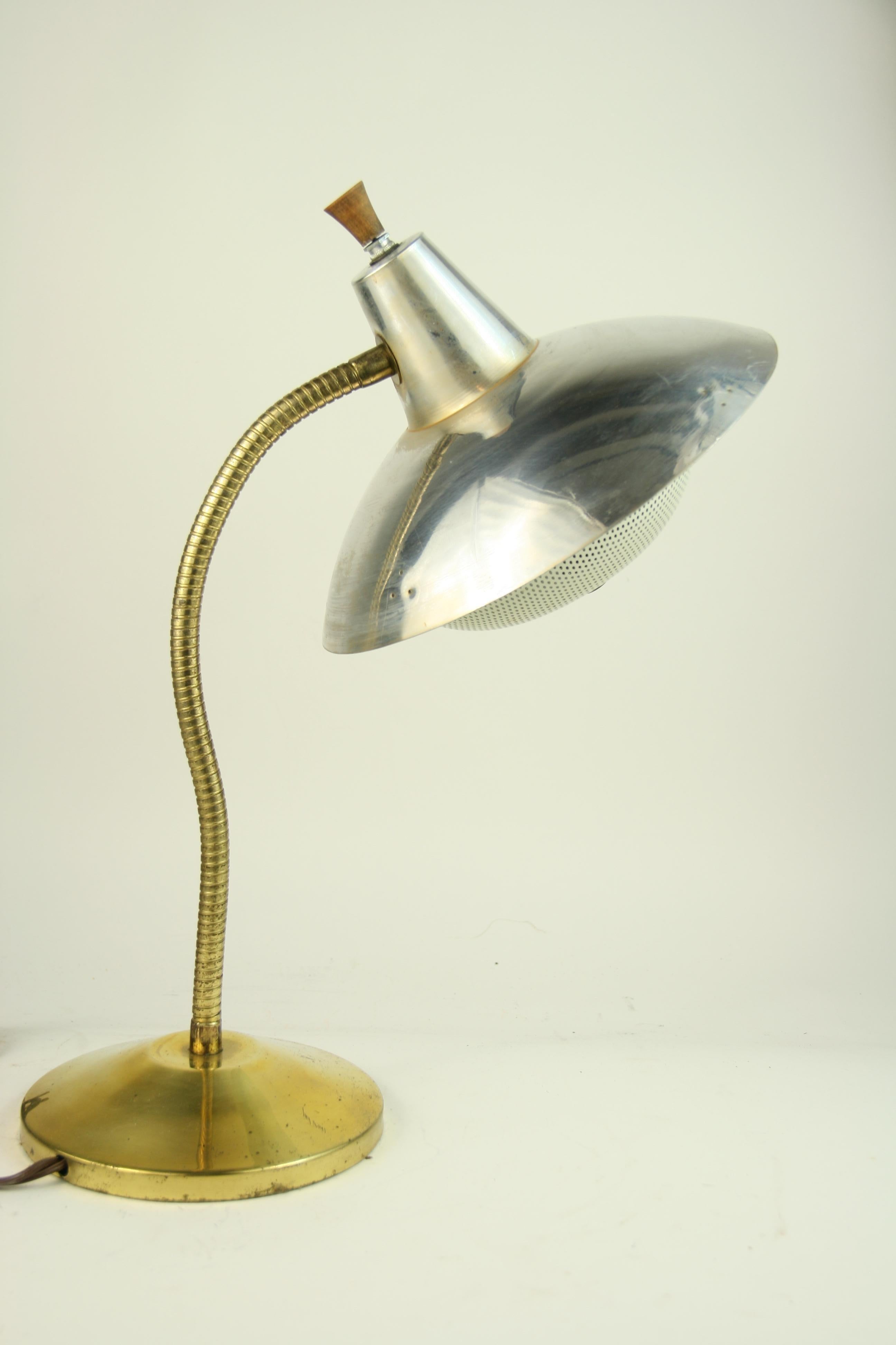 Mid Century Brass and Aluminum Table/ Desk Lamp 3