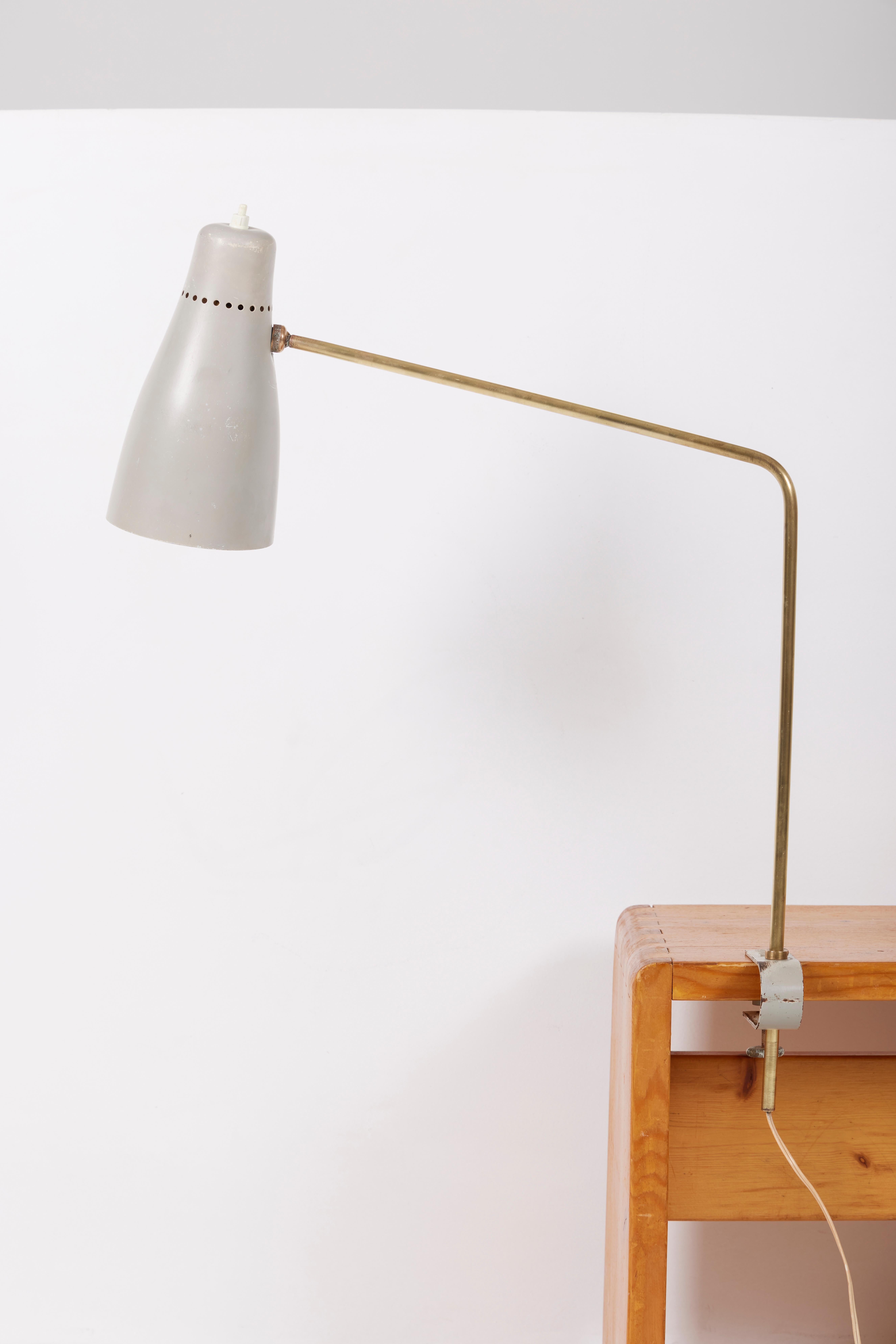 20th Century Mid-century brass and aluminum lamp by french designer Pierre Guariche For Sale