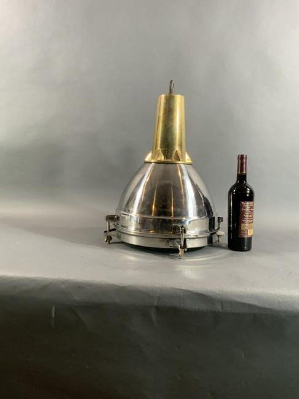 Brass and Aluminum Ships Cargo Light In Excellent Condition For Sale In Norwell, MA