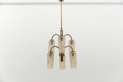 Brass and Amber Bubble Glass Ceiling Lamp, Germany 1960s