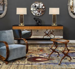 Brass and Amber Hued Murano Glass Pair of Table Lamps